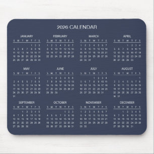Souris Calendrier 2026 Simple mais Élégant Tapis de sou