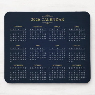 Souris Calendrier 2026 Simple mais Élégant Tapis de sou