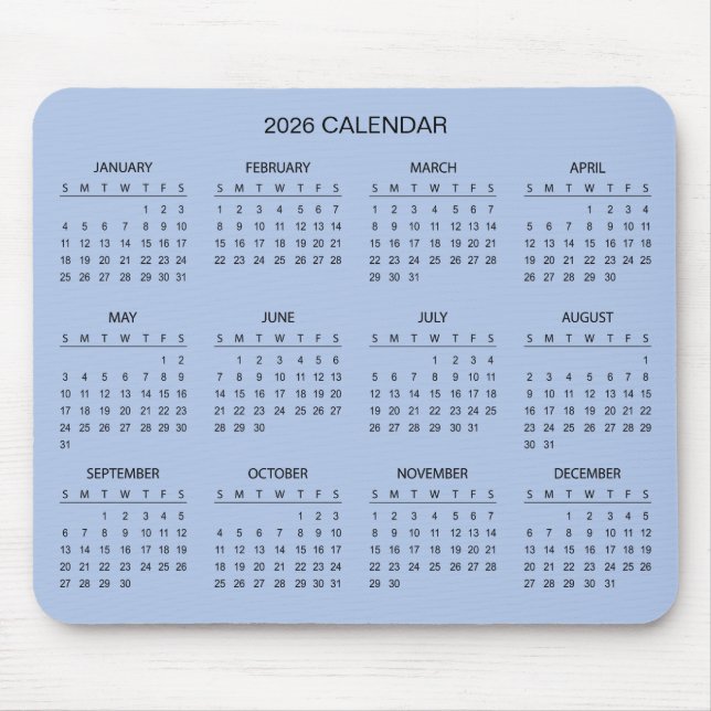 Souris Calendrier 2026 Simple mais Élégant | Tapis de sou (Devant)