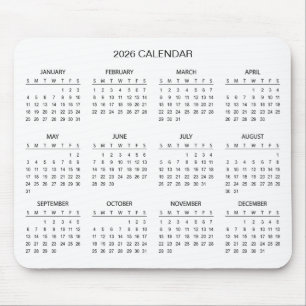 Souris Calendrier 2026 Simple mais Élégant Tapis de sou