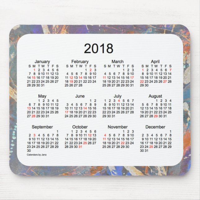 Souris Calendrier d'art de 2018 vacances par le tapis de (Devant)