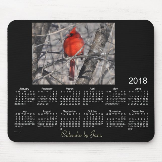 Souris Calendrier de 2018 cardinaux par le tapis de (Devant)