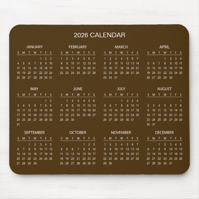 Souris Calendrier Élégant et Simple 2026 | Tapis de Souri (Devant)