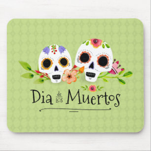 Souris Crânes à sucre florales Dia de Muertos   Tapis de 