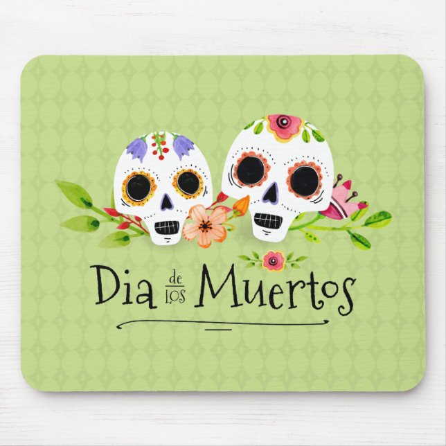 Souris Crânes à sucre florales Dia de Muertos | Tapis de  (Devant)