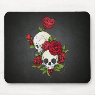 Souris Crânes florales Dia de los Muertos Tapis de sour