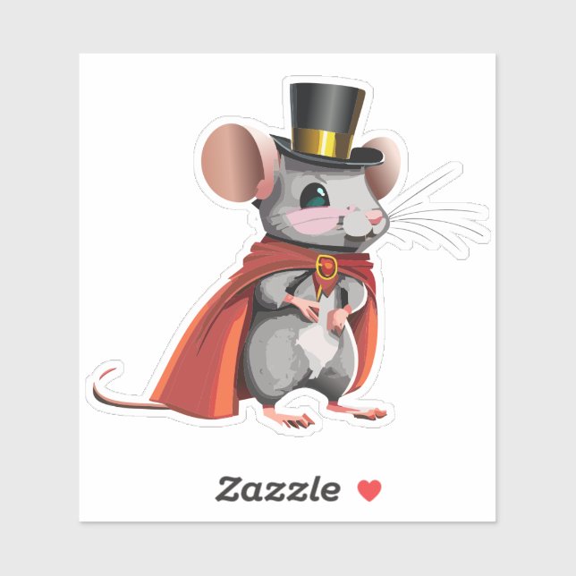 Souris Cute Dans Un Sticker De Vêtements Maire (Feuille)