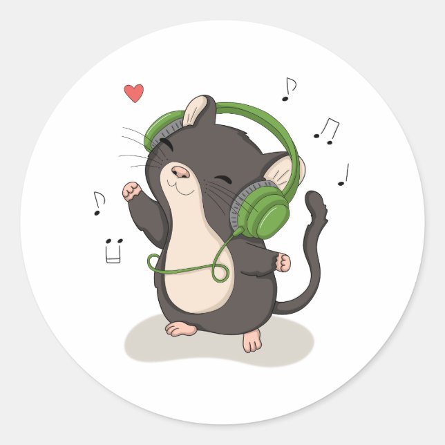 Souris dansante mignonne avec autocollant musical  (Devant)