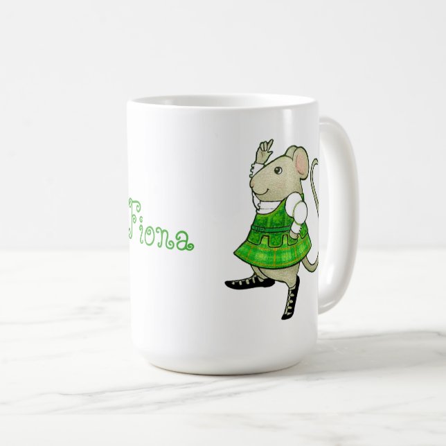 SOURIS DE JIG IRLANDAIS Grande Tasse Blanche + Tex (Devant droit)