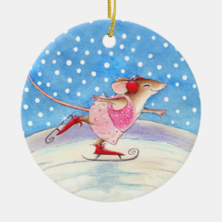 Souris de patinage ornement de Noël ou d'hiver