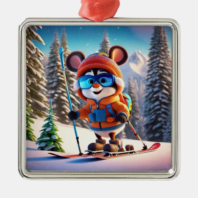 Souris de ski ornement de Noël (Devant)