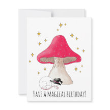 Souris de sorcière blanche Toadstool carte d'anniv