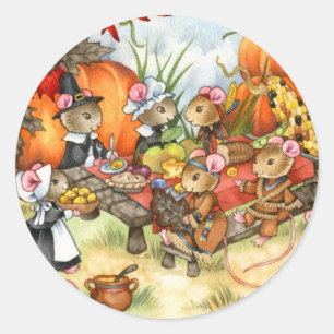 Souris de thanksgiving - autocollants mignons