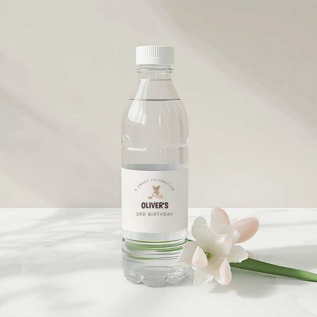 Souris et biscuits Étiquette de bouteille d'eau de (Sweet Cookie Mouse Theme Kid Birthday Water Bottle Label)