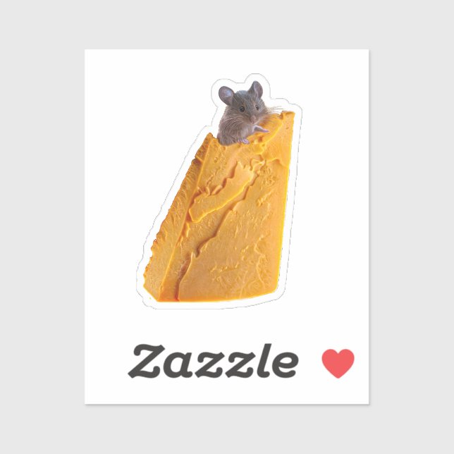SOURIS ET FROMAGE SUR STICKER (Feuille)