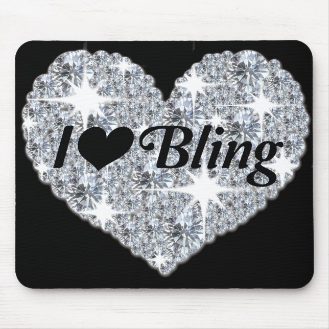 Souris Faux coeur de diamant 'i love bling' tapis de sour (Devant)