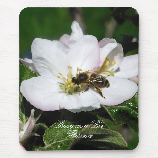 Souris Fleur de Pommier & Abeille Macro Photo | Tapis de  (Devant)