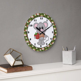 Souris fraise Cuisine Carton mural Horloge