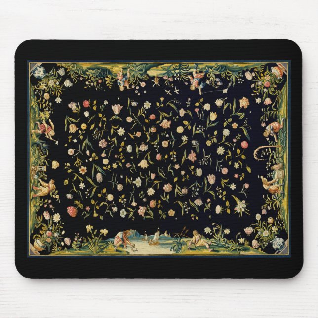 Souris Illustration du tapis de table floral antique (Devant)