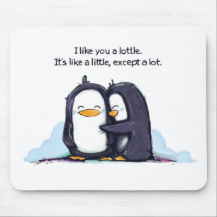 Souris Je vous aime des pingouins d'un Lottle - tapis de