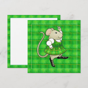 SOURIS JIG IRLANDAIS Carte carrée vierge plate 5,2