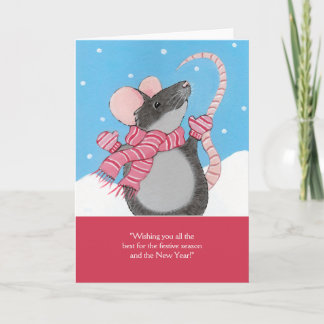 Souris Jouer dans la neige Festive Carte de saison