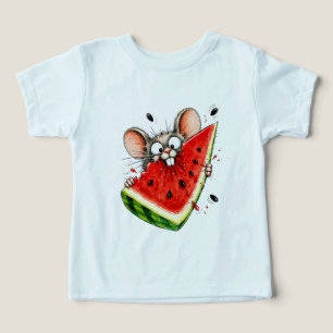 Souris joyeuse mange pastèque