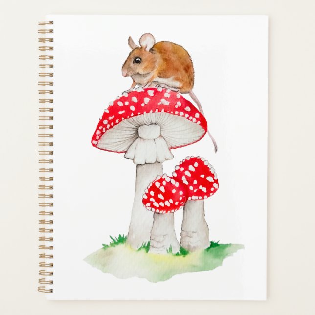 Souris mignonne à la mouche aquarelle agarique (Devant)