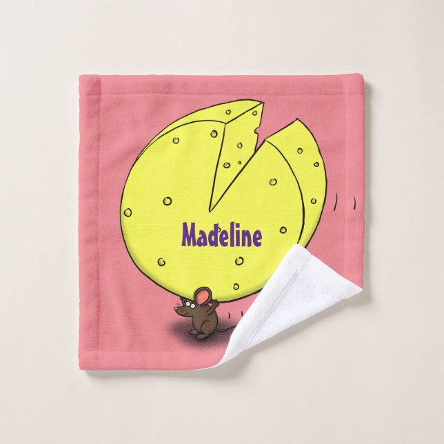 Souris mignonne avec dessin animé au fromage (Gant de toilette)