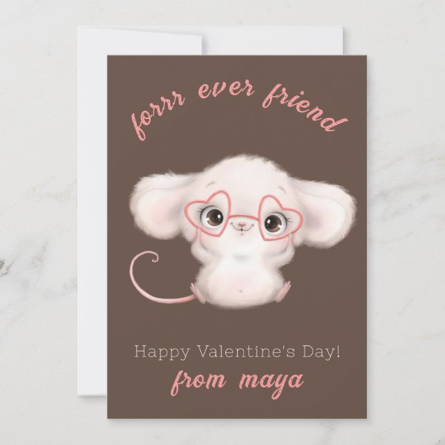 Souris mignonne Carte Valentine de classe (Devant)