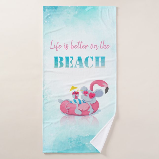 Souris Mignonne  Plage Élégante (Serviette de bain)