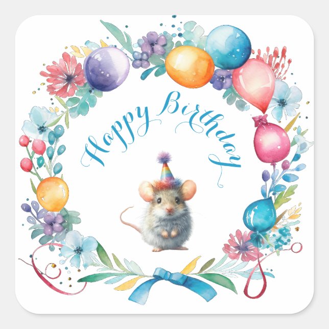 Souris mignonne portant un Sticker Casquette (Devant)