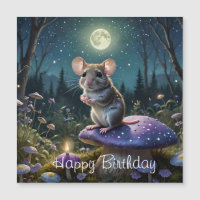Souris mignonne sur champignon au clair de lune An