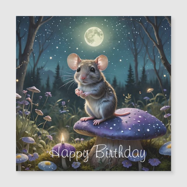 Souris mignonne sur champignon au clair de lune An (Devant)