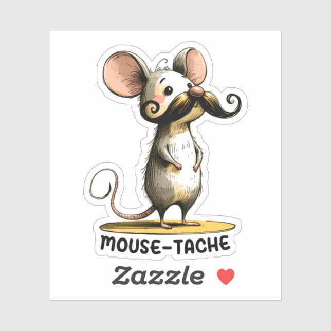 Souris Moustache - Sticker de dessin Punny (Feuille)