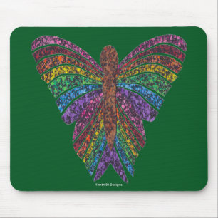 Souris Papillon Arc-en-ciel (vert foncé) - Tapis de souri