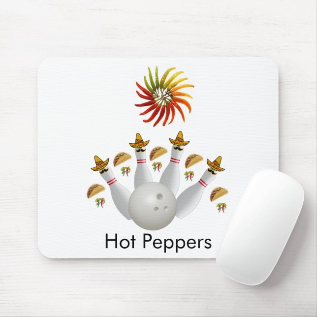 Souris Peppers Hot Bowling Balls Mouse Pad! Tapis de sour (Avec souris)