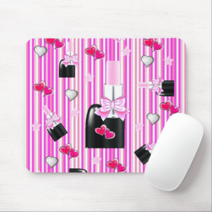 Souris Pink Lipstick Hearts Stripe Souse Pad! Tapis de so