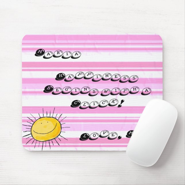 Souris Pink White Stripe Happy Sun Souse Pad! Tapis de so (Avec souris)