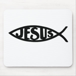 Souris Poissons de Jésus (noir de tapis de souris)