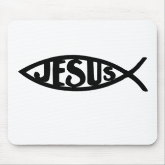 Souris Poissons de Jésus (noir de tapis de souris)