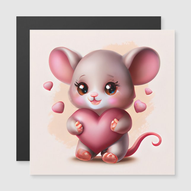 Souris pour bébé avec Carré de coeur de Valentine  (Devant / Derrière)