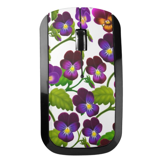 Souris sans fil de purple Pansy Garden Flowers (Devant)