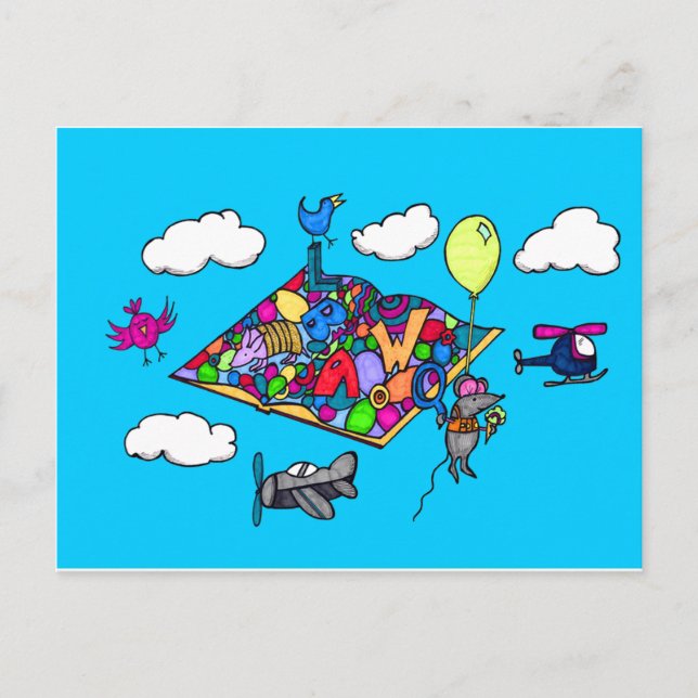 Souris sur une carte postale Aventure (Devant)