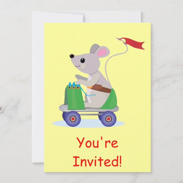 Souris sur une invitation de Scooter de patinage (Devant)