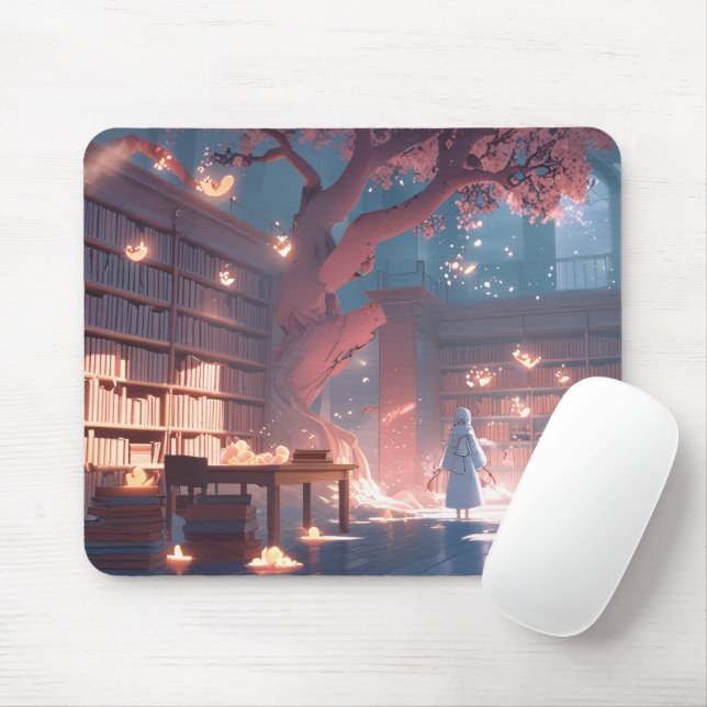Souris Tapis de bureau Bibliothèque de la chouette au cla (Avec souris)