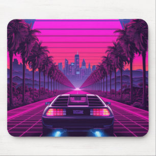 Souris Tapis de bureau et sous-main néon synthwave Rétro