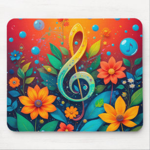 Souris 🎵 Tapis de Bureau Note de Musique Florale Espace 