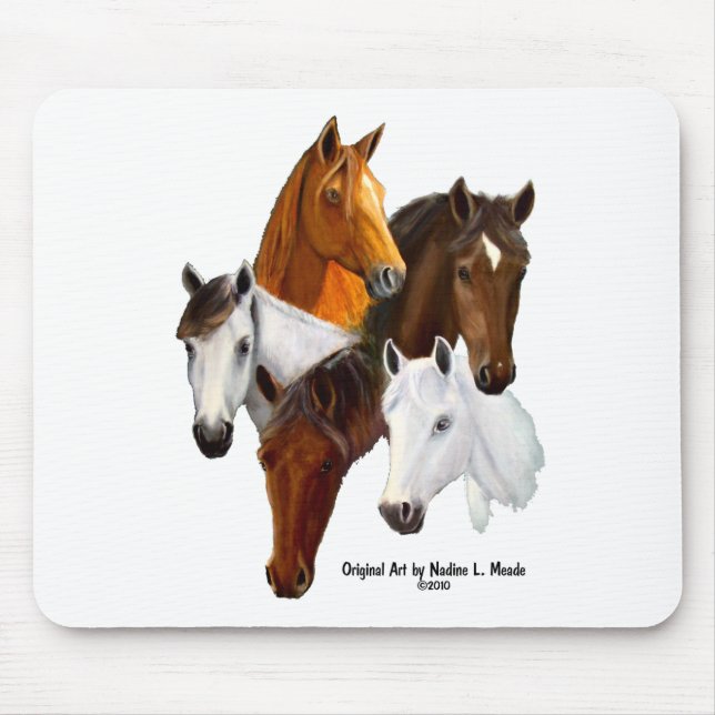 Souris Tapis de souris, 5 têtes de cheval (Devant)