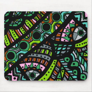 Souris Tapis de souris, Femme Abstraite Vert Gris Brun Ro